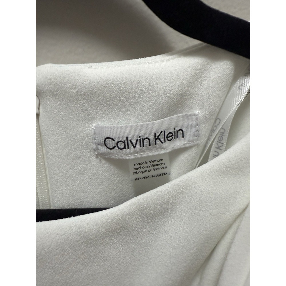 Calvin Klein White Bow Shoulder Sheath Dress Women's 8P Petite‎ NWT - Picture 5 of 12